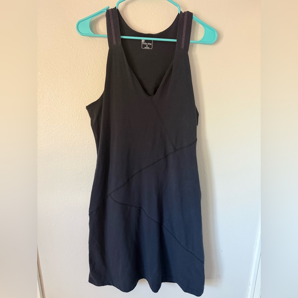 Title Nine Navy Blue Athletic Dress Built In Shelf Bra Sleeveless Racerback